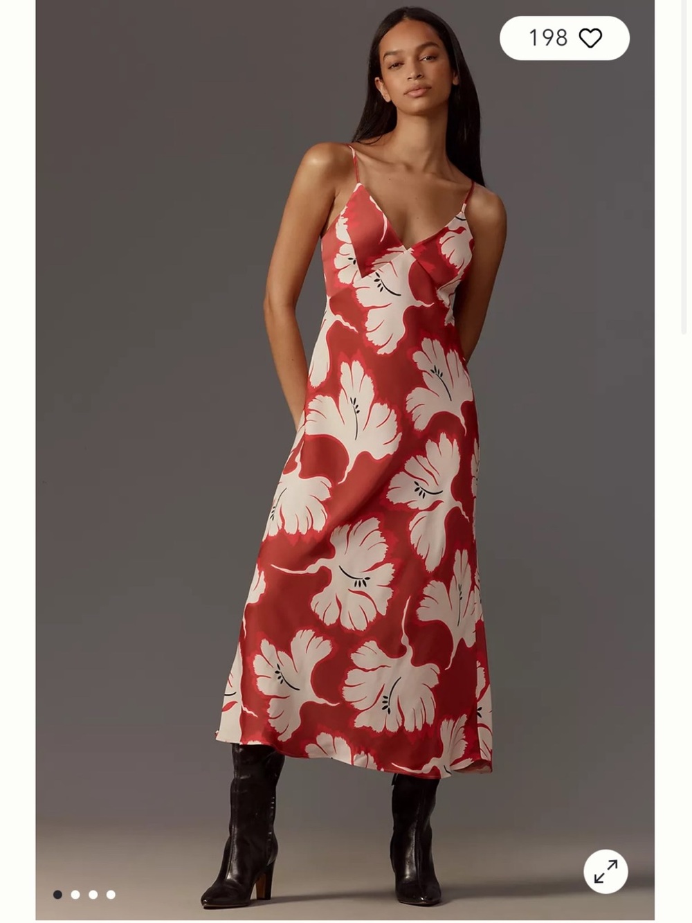 Anthropologie red slip midi dress